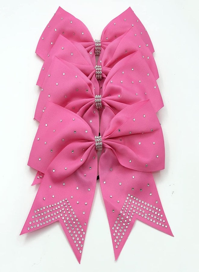 Hipcheer 12PCS 8" Rhinestones Large Cheer Hair Bows for Girls, Hand-made Grosgrain Ribbon Hair Accessories for Teen Girls Softball Cheerleader Sport (Hot Pink) - Image 3